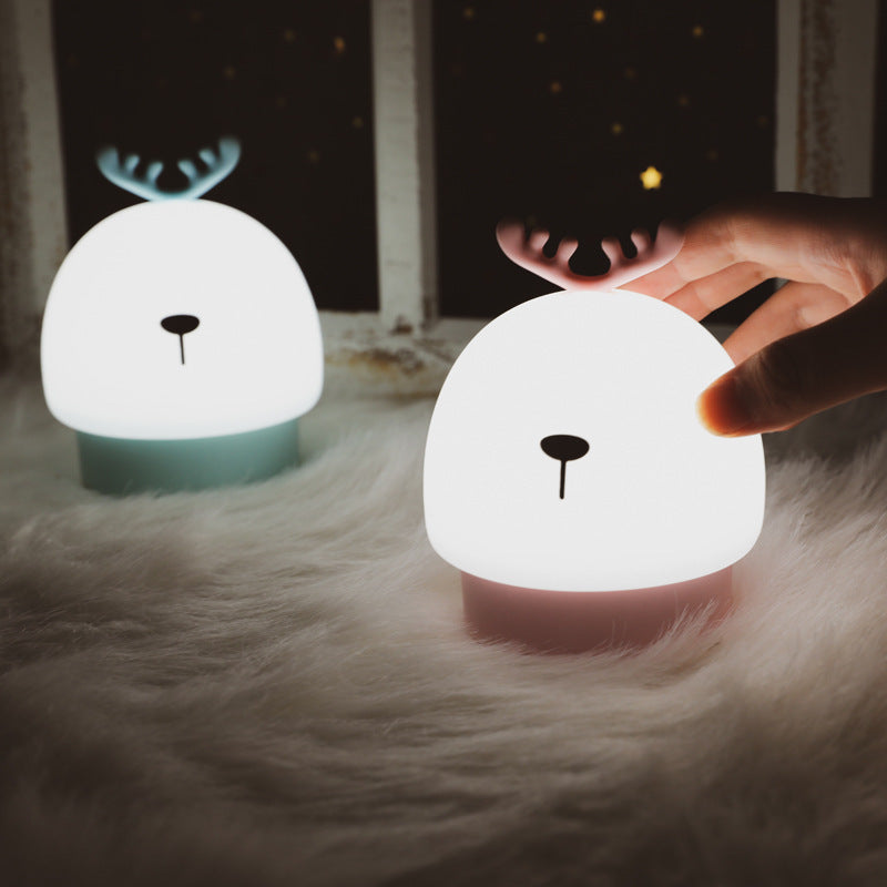 Cartoon Fawn Silicone Night Light Pats Eye Protection Breastfeeding Light Holiday Table White Night Light