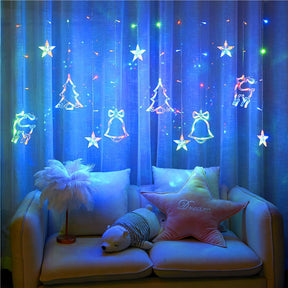 Decorate Christmas Tree Hanging Lamp Room Bedroom Curtain Layout